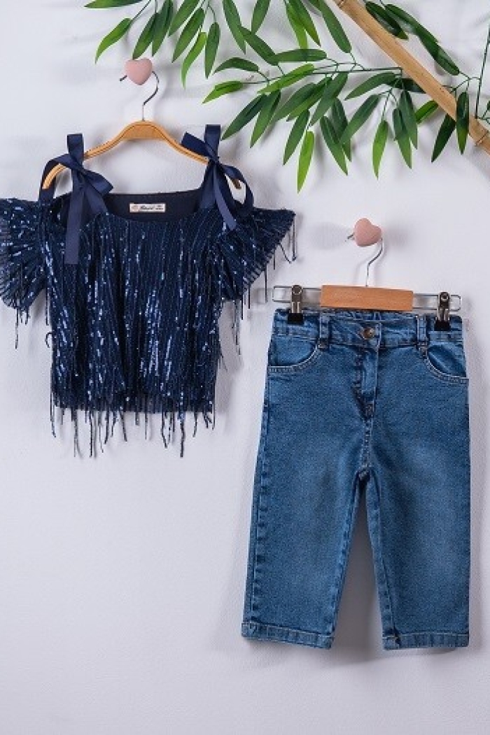 2-Piece Girl Set with Blouse and Capri Jean 3-6Y - Producer: Büşra Bebe - Wholesale Kids & Baby Clothes From Turkey - TheBS Kids