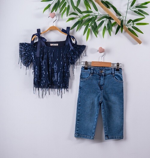 2-Piece Girl Set with Blouse and Capri Jean 3-6Y - Producer: Büşra Bebe - Wholesale Kids & Baby Clothes From Turkey - TheBS Kids