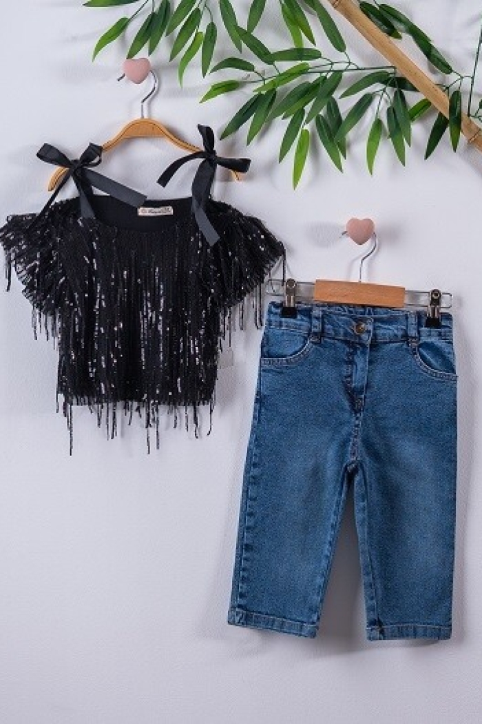 2-Piece Girl Set with Blouse and Capri Jean 3-6Y - Producer: Büşra Bebe - Wholesale Kids & Baby Clothes From Turkey - TheBS Kids