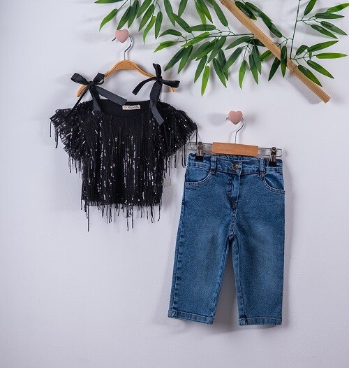2-Piece Girl Set with Blouse and Capri Jean 3-6Y - Producer: Büşra Bebe - Wholesale Kids & Baby Clothes From Turkey - TheBS Kids