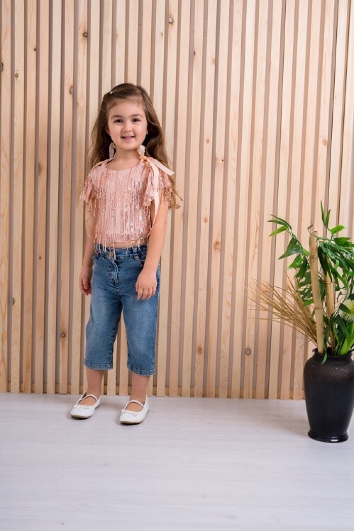 2-Piece Girl Set with Blouse and Capri Jean 3-6Y - Producer: Büşra Bebe - Wholesale Kids & Baby Clothes From Turkey - TheBS Kids