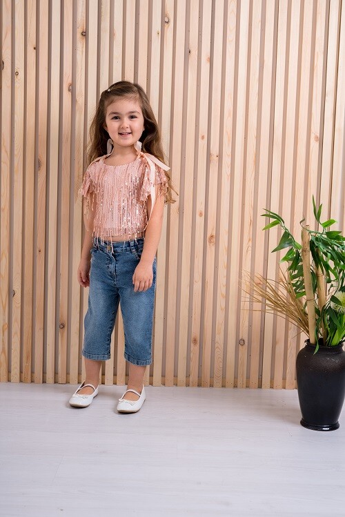 2-Piece Girl Set with Blouse and Capri Jean 3-6Y - Producer: Büşra Bebe - Wholesale Kids & Baby Clothes From Turkey - TheBS Kids