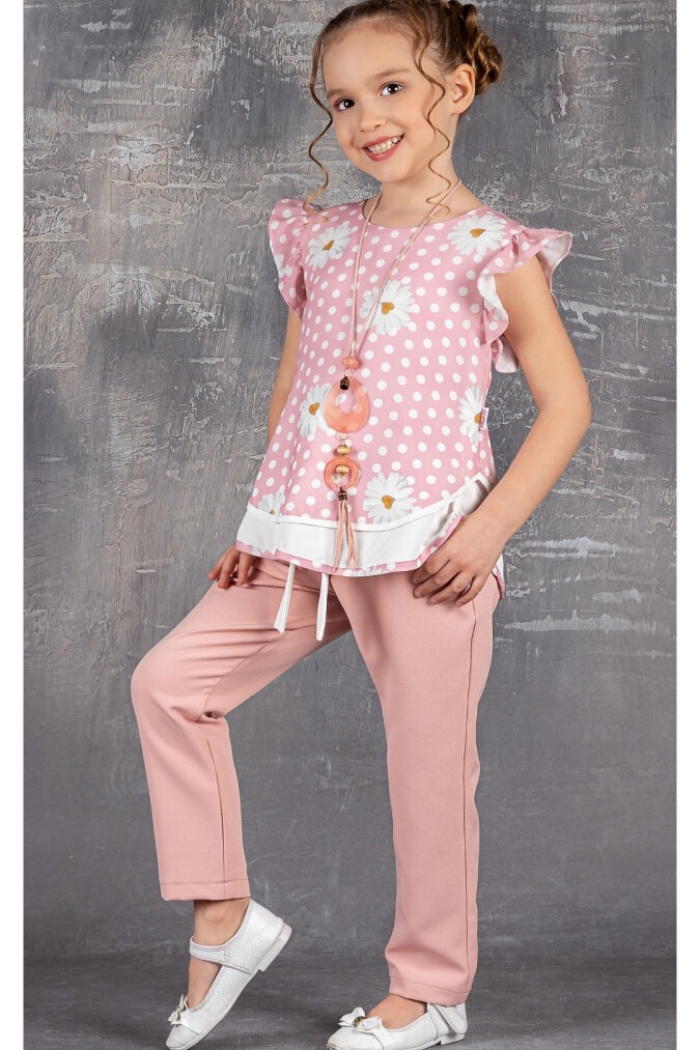 2-Piece Girl Set with Necklace 5-8Y - Producer: Tivido - Wholesale Kids & Baby Clothes From Turkey - TheBS Kids