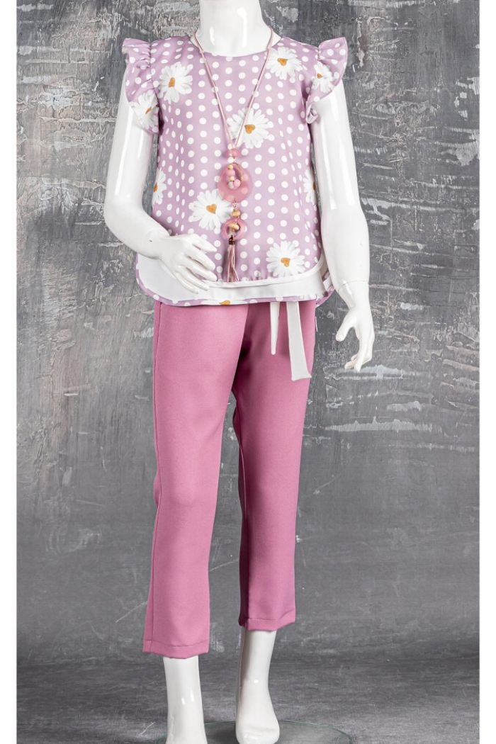 2-Piece Girl Set with Necklace 5-8Y - Producer: Tivido - Wholesale Kids & Baby Clothes From Turkey - TheBS Kids
