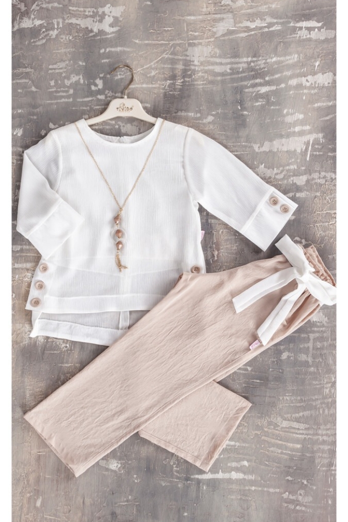 2-Piece Girl Set with Necklaced and Pants 6-12Y - Producer: Tivido - Wholesale Kids & Baby Clothes From Turkey - TheBS Kids