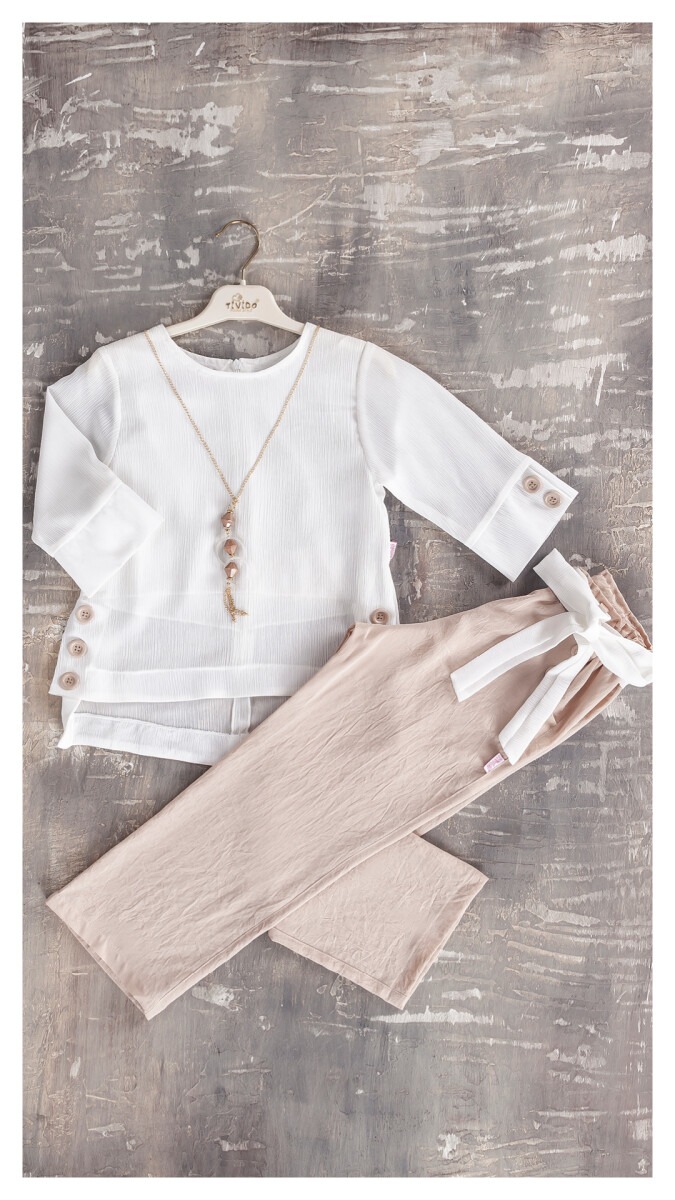 2-Piece Girl Set with Necklaced and Pants 6-12Y - Producer: Tivido - Wholesale Kids & Baby Clothes From Turkey - TheBS Kids