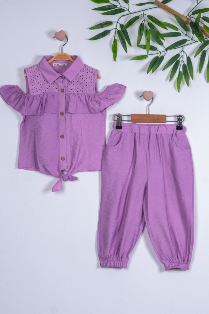 2-Piece Girl Set with Yoke Brode 3-6Y - Producer: Büşra Bebe - Wholesale Kids & Baby Clothes From Turkey - TheBS Kids