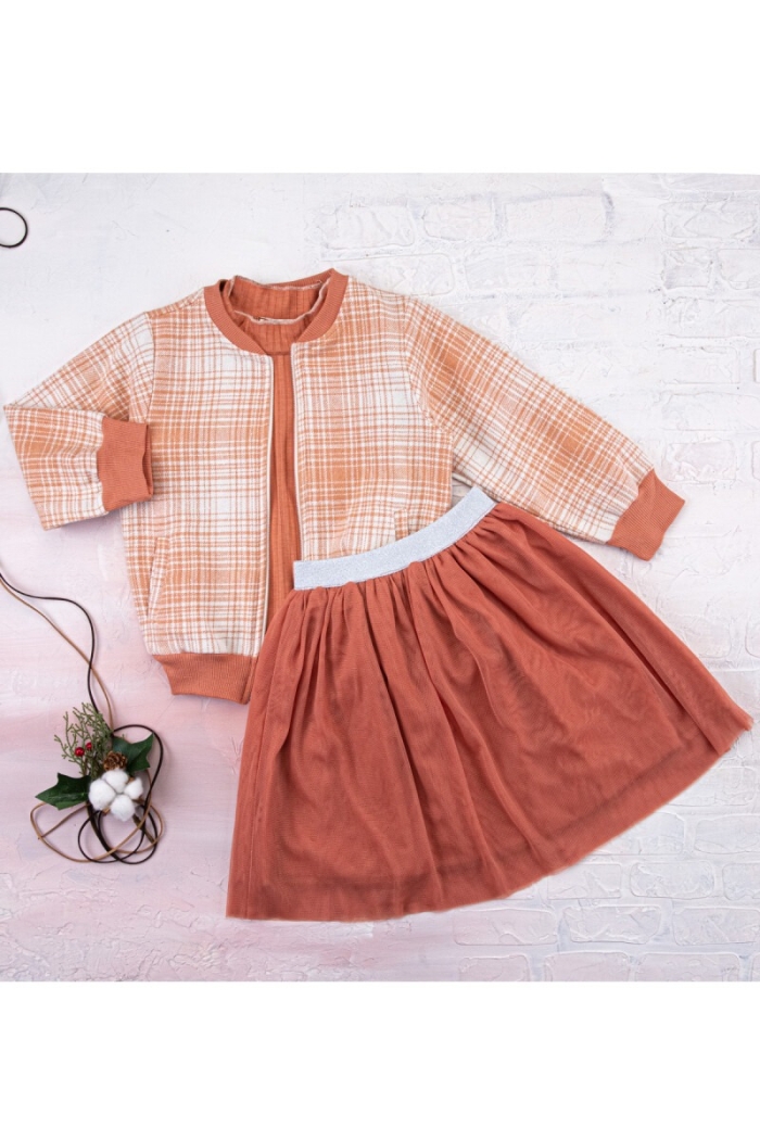 2-Piece Plaid Cardigan Set with Tulle Skirt 3-6Y - Producer: Büşra Bebe - Wholesale Kids & Baby Clothes From Turkey - TheBS Kids