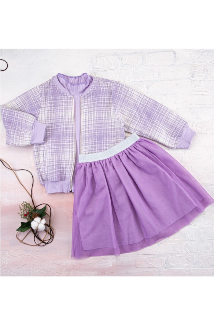 2-Piece Plaid Cardigan Set with Tulle Skirt 3-6Y - Producer: Büşra Bebe - Wholesale Kids & Baby Clothes From Turkey - TheBS Kids