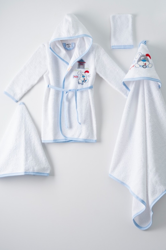 4-Piece Baby Bathrobe Set with Box 0-36M - Producer: Ramel Kids - Wholesale Kids & Baby Clothes From Turkey - TheBS Kids