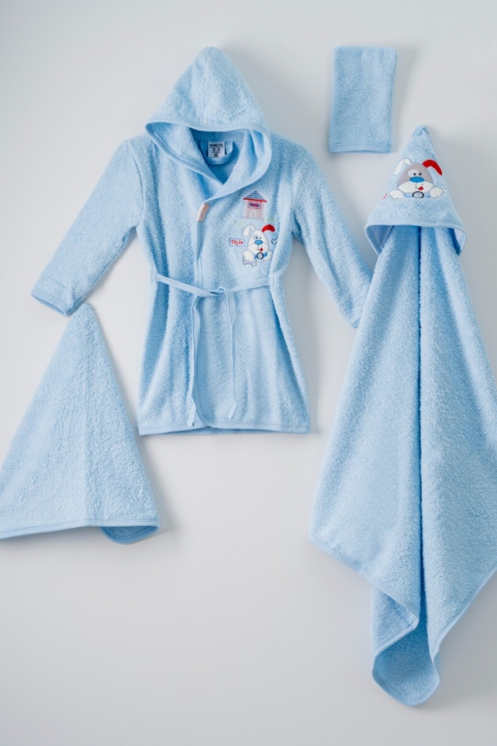 4-Piece Baby Bathrobe Set with Box 0-36M - Producer: Ramel Kids - Wholesale Kids & Baby Clothes From Turkey - TheBS Kids