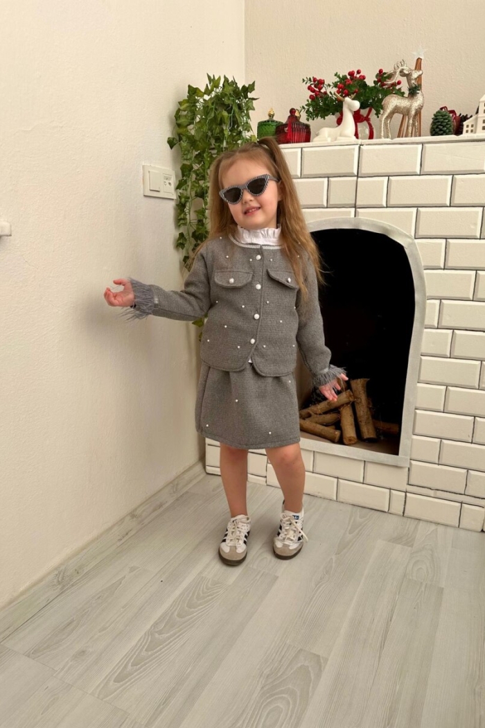 5-Piece Pearl Buttoned Tweed Suit 2-10Y - Producer: KidsRoom - Wholesale Kids & Baby Clothes From Turkey - TheBS Kids