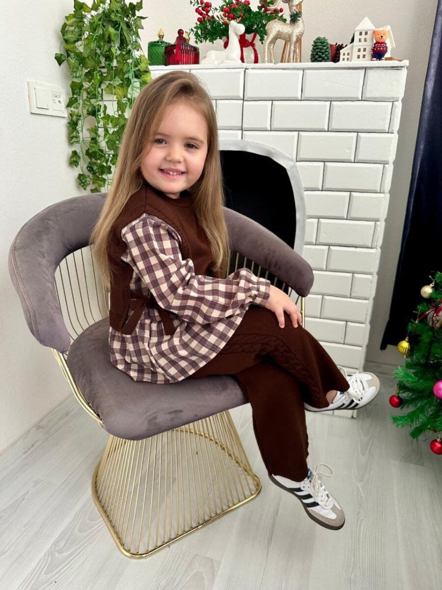 6-Piece Plaid Shirt Brown Knitwear Set 2-10Y - Producer: KidsRoom - Wholesale Kids & Baby Clothes From Turkey - TheBS Kids