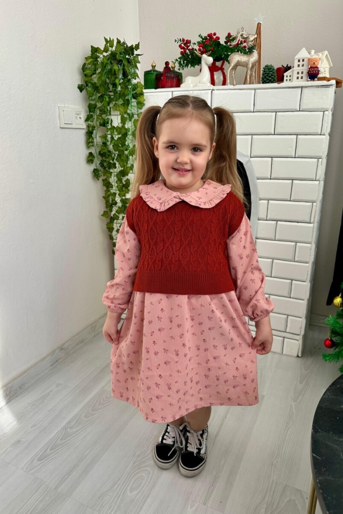 6-Piece Ruffle Collar Design Pattern Knit Dress 2-10Y - Producer: KidsRoom - Wholesale Kids & Baby Clothes From Turkey - TheBS Kids