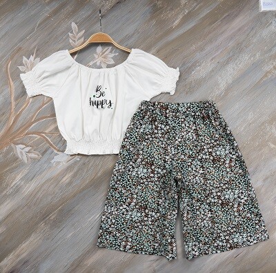 Be Happy Girl Capri Set 7-10Y - Producer: Büşra Bebe - Wholesale Kids & Baby Clothes From Turkey - TheBS Kids