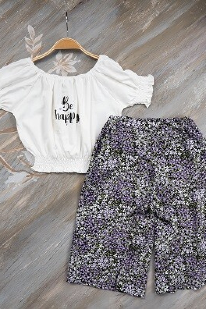 Be Happy Girl Capri Set 7-10Y - Producer: Büşra Bebe - Wholesale Kids & Baby Clothes From Turkey - TheBS Kids