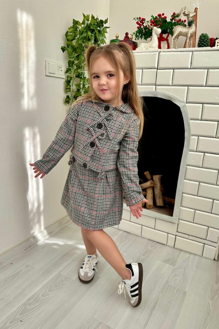 Cashmere Fabric Oval Collar Ribbon Detailed Suit 2-10Y - Producer: KidsRoom - Wholesale Kids & Baby Clothes From Turkey - TheBS Kids