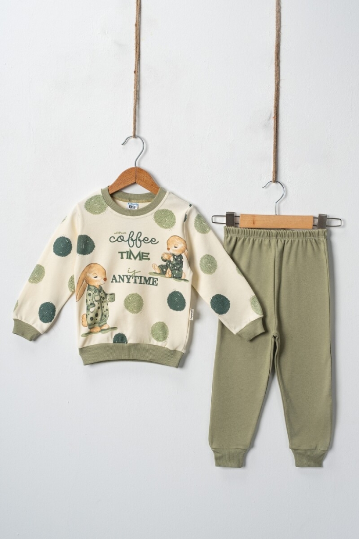 Coffee Time Printed 2-Piece Boys‘ Tracksuit 2-4Y - Producer: Hoppidik - Wholesale Kids & Baby Clothes From Turkey - TheBS Kids