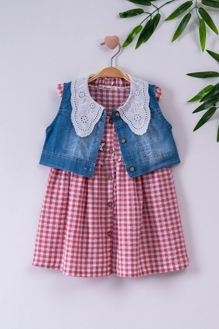 Girl Dress With Denim Vest 3-6Y - Producer: Büşra Bebe - Wholesale Kids & Baby Clothes From Turkey - TheBS Kids