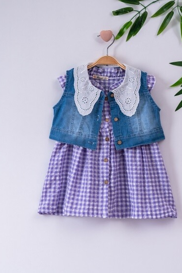 Girl Dress With Denim Vest 3-6Y - Producer: Büşra Bebe - Wholesale Kids & Baby Clothes From Turkey - TheBS Kids
