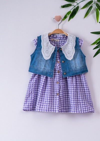Girl Dress With Denim Vest 3-6Y - Producer: Büşra Bebe - Wholesale Kids & Baby Clothes From Turkey - TheBS Kids