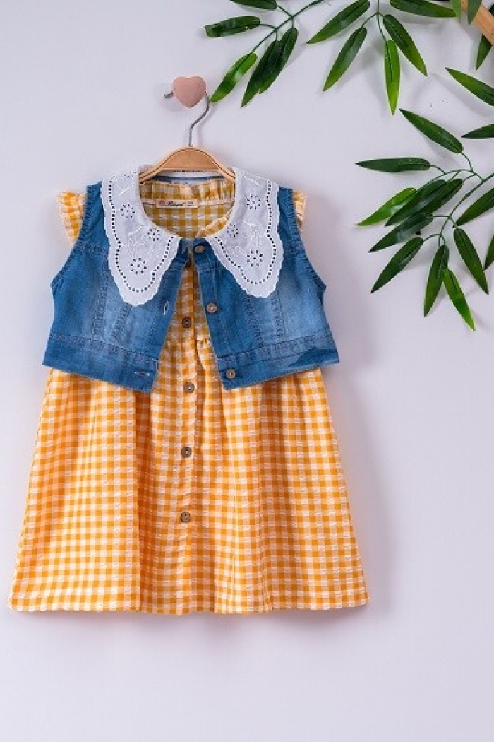 Girl Dress With Denim Vest 3-6Y - Producer: Büşra Bebe - Wholesale Kids & Baby Clothes From Turkey - TheBS Kids