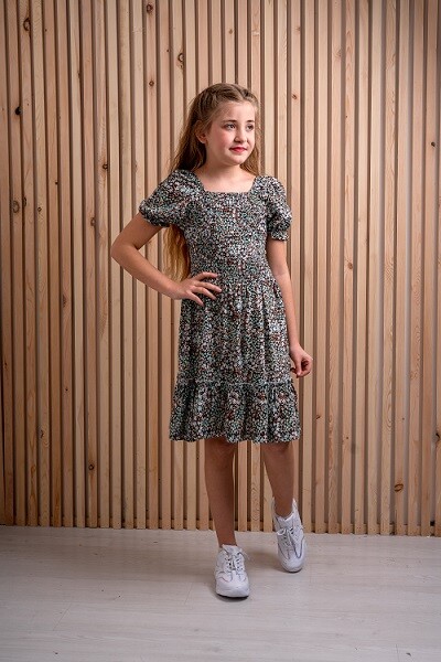 Girl Dress with Gimped Yarn Elastic 7-10Y - Producer: Büşra Bebe - Wholesale Kids & Baby Clothes From Turkey - TheBS Kids