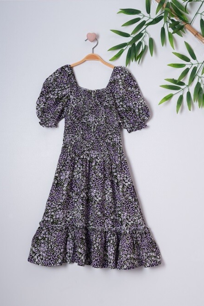 Girl Dress with Gimped Yarn Elastic 7-10Y - Producer: Büşra Bebe - Wholesale Kids & Baby Clothes From Turkey - TheBS Kids