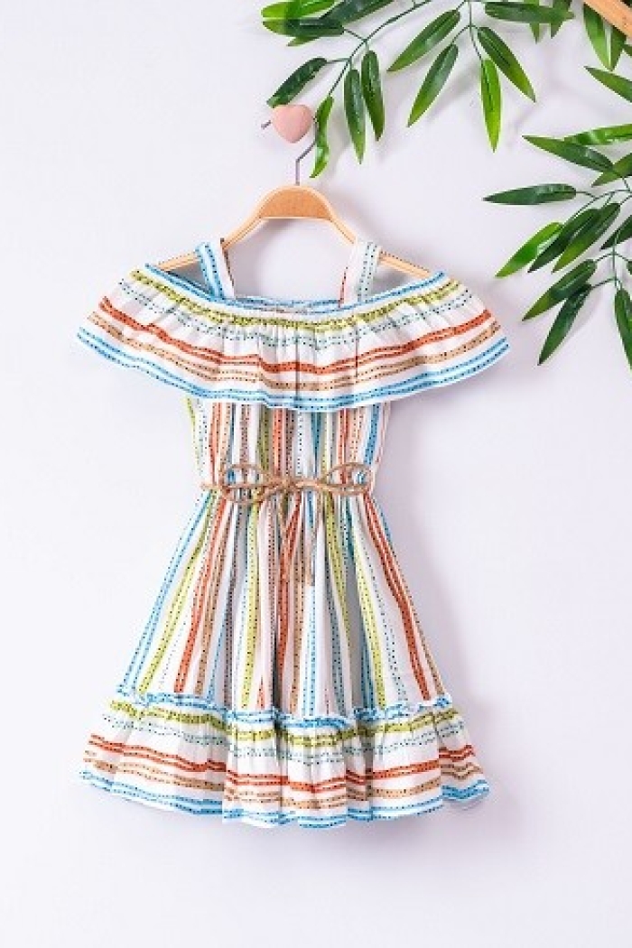 Girl Dress With Striped 3-6Y - Producer: Büşra Bebe - Wholesale Kids & Baby Clothes From Turkey - TheBS Kids