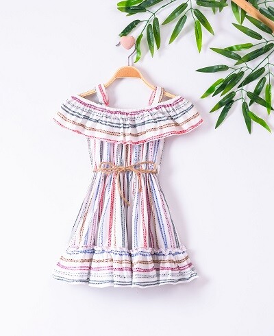 Girl Dress With Striped 3-6Y - Producer: Büşra Bebe - Wholesale Kids & Baby Clothes From Turkey - TheBS Kids