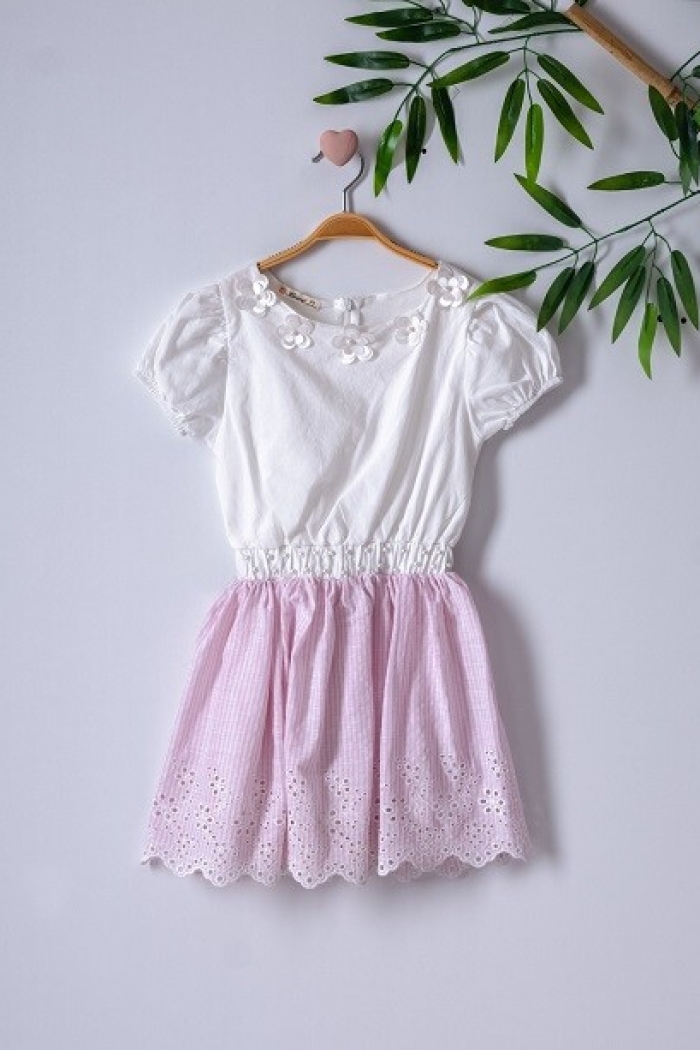 Girl Dress with Striped and Brode 3-6Y - Producer: Büşra Bebe - Wholesale Kids & Baby Clothes From Turkey - TheBS Kids
