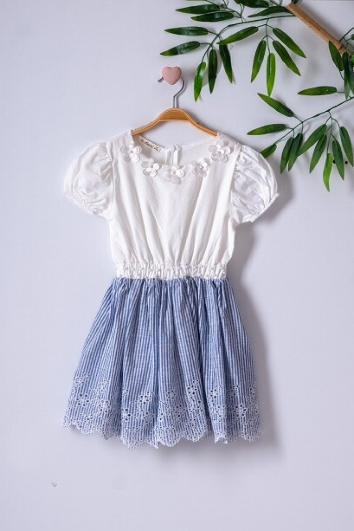 Girl Dress with Striped and Brode 3-6Y - Producer: Büşra Bebe - Wholesale Kids & Baby Clothes From Turkey - TheBS Kids