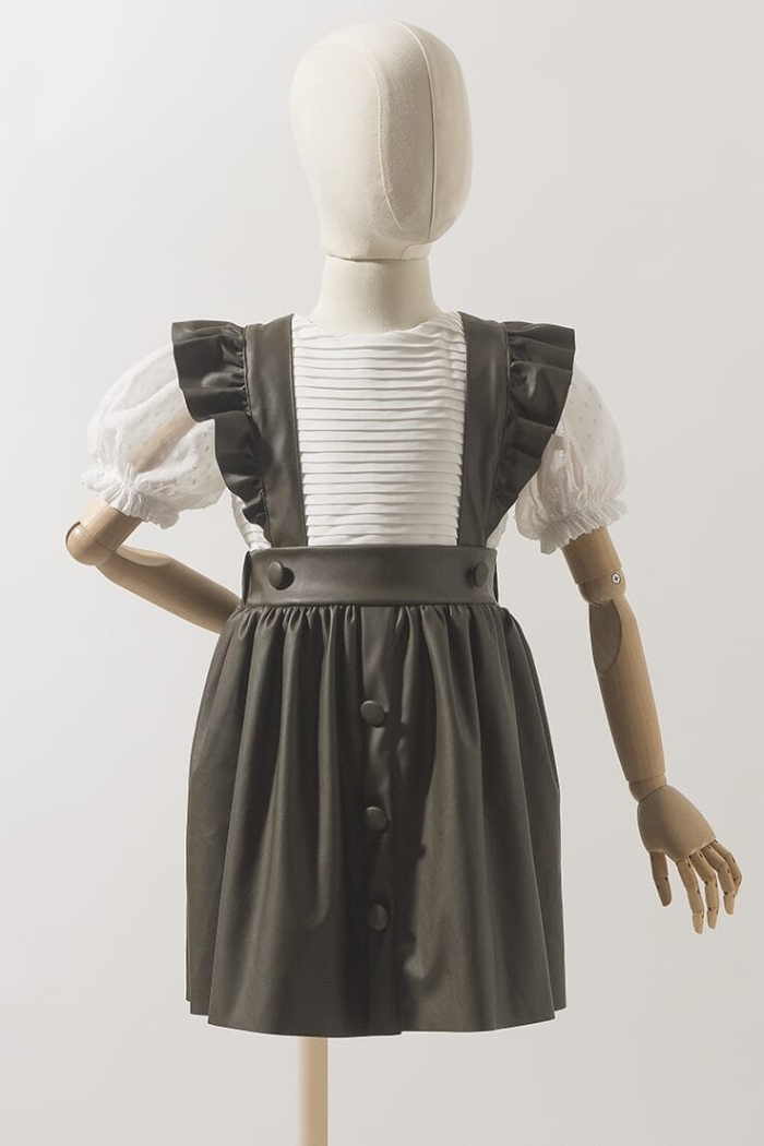 Girl Overalls with Faux Leather 2-5Y - Producer: Wecan - Wholesale Kids & Baby Clothes From Turkey - TheBS Kids