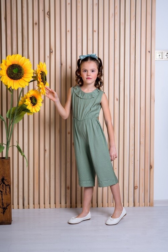 Girl Overalls with Ruffled Neck 7-10Y - Producer: Büşra Bebe - Wholesale Kids & Baby Clothes From Turkey - TheBS Kids