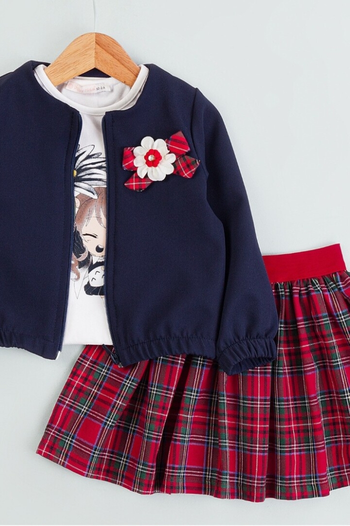 Girl Plaid Skirt Jacket Set 1-4Y - Producer: BabyRose - Wholesale Kids & Baby Clothes From Turkey - TheBS Kids