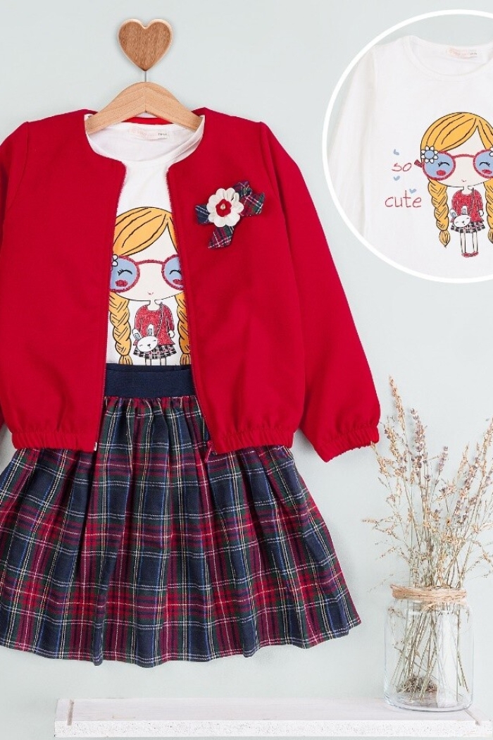 Girl Plaid Skirt Jacket Set 5-8Y - Producer: BabyRose - Wholesale Kids & Baby Clothes From Turkey - TheBS Kids