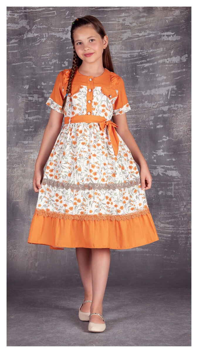 Girls Dress with Button 9-12Y - Producer: Tivido - Wholesale Kids & Baby Clothes From Turkey - TheBS Kids
