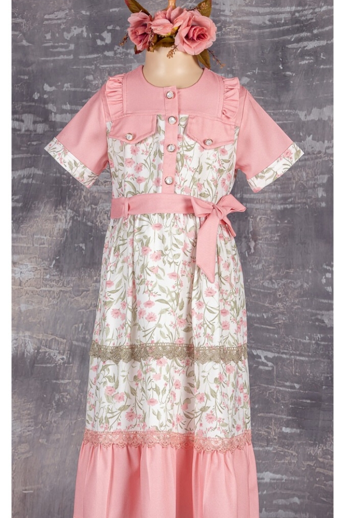 Girls Dress with Button 9-12Y - Producer: Tivido - Wholesale Kids & Baby Clothes From Turkey - TheBS Kids