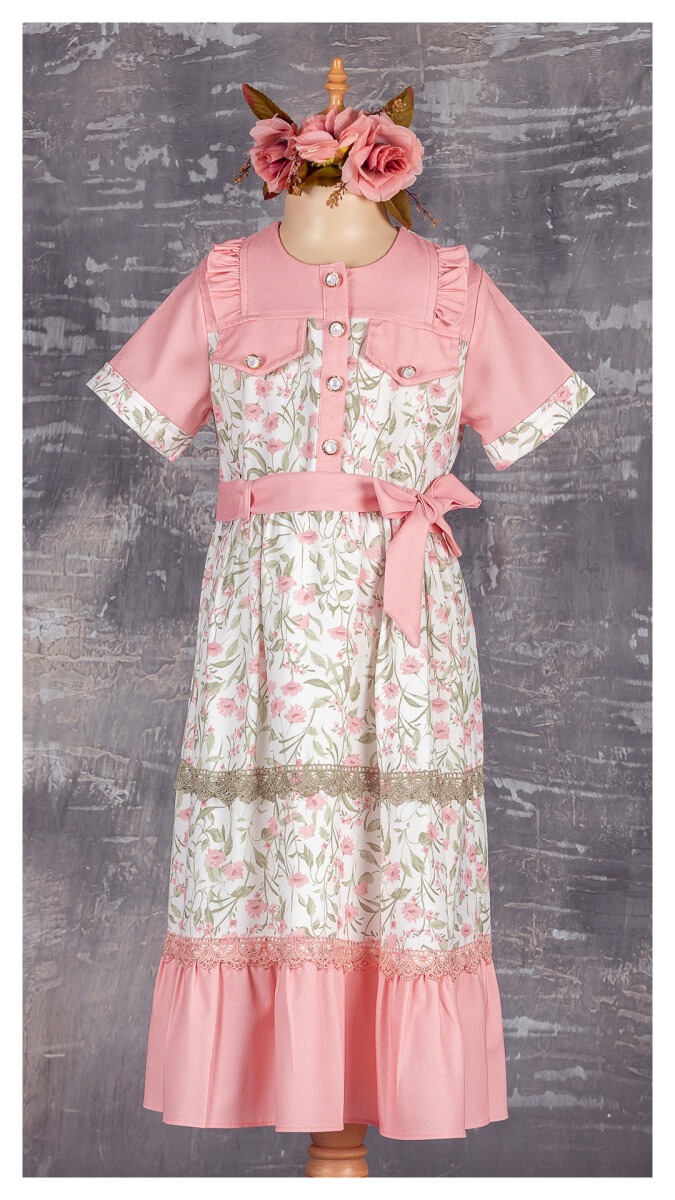 Girls Dress with Button 9-12Y - Producer: Tivido - Wholesale Kids & Baby Clothes From Turkey - TheBS Kids