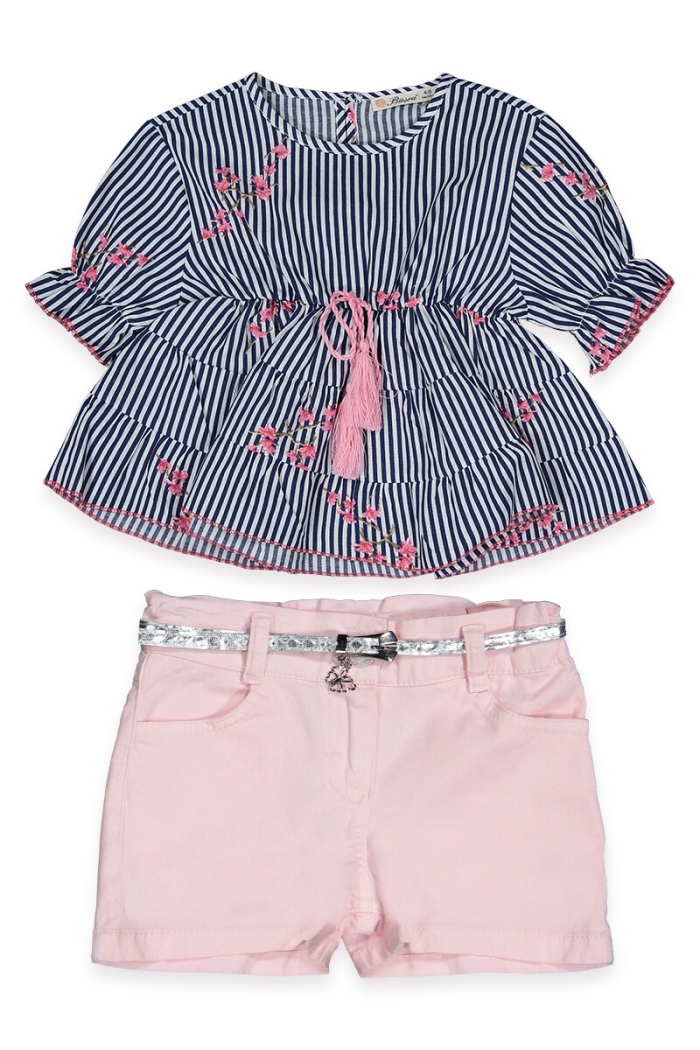Pfd Set with Flowery Striped 3-6Y - Producer: Büşra Bebe - Wholesale Kids & Baby Clothes From Turkey - TheBS Kids