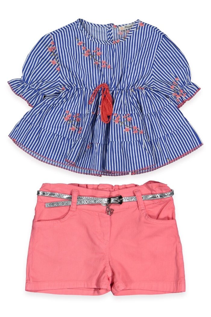 Pfd Set with Flowery Striped 3-6Y - Producer: Büşra Bebe - Wholesale Kids & Baby Clothes From Turkey - TheBS Kids
