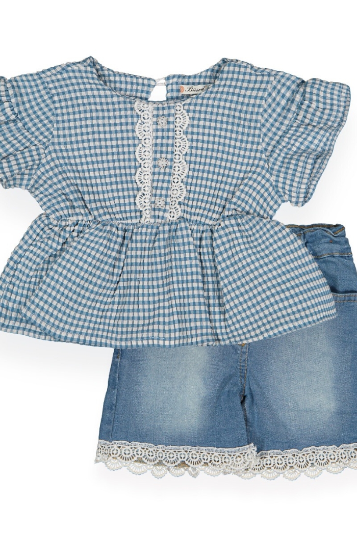 Set With Embossing Denim Shorts - Producer: Büşra Bebe - Wholesale Kids & Baby Clothes From Turkey - TheBS Kids