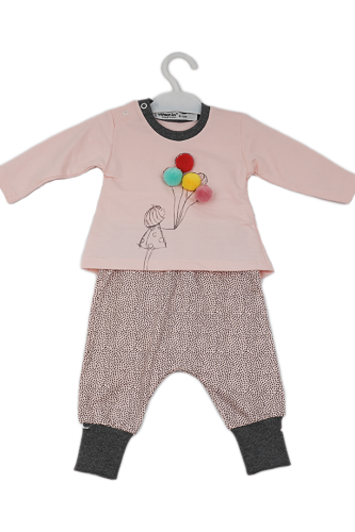 Wholesale 2-Piece Baby Girls Set with Sweat and Pants 3-12M Busra Bebe - Producer: Büşra Bebe - Wholesale Kids & Baby Clothes From Turkey - TheBS Kids
