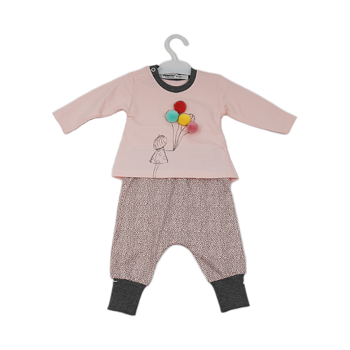 Wholesale 2-Piece Baby Girls Set with Sweat and Pants 3-12M Busra Bebe - Producer: Büşra Bebe - Wholesale Kids & Baby Clothes From Turkey - TheBS Kids