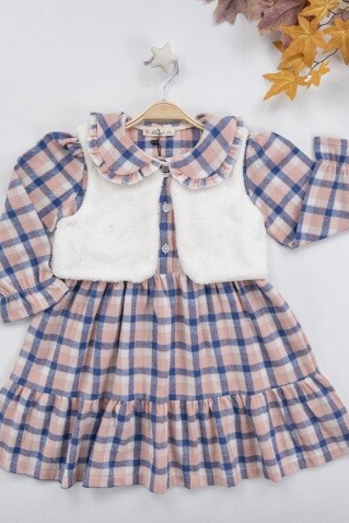Wholesale 2-Piece Girl Dress with Bolero Vest 3-6Y Busra Bebe - Producer: Büşra Bebe - Wholesale Kids & Baby Clothes From Turkey - TheBS Kids