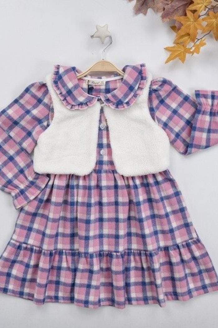 Wholesale 2-Piece Girl Dress with Bolero Vest 3-6Y Busra Bebe - Producer: Büşra Bebe - Wholesale Kids & Baby Clothes From Turkey - TheBS Kids