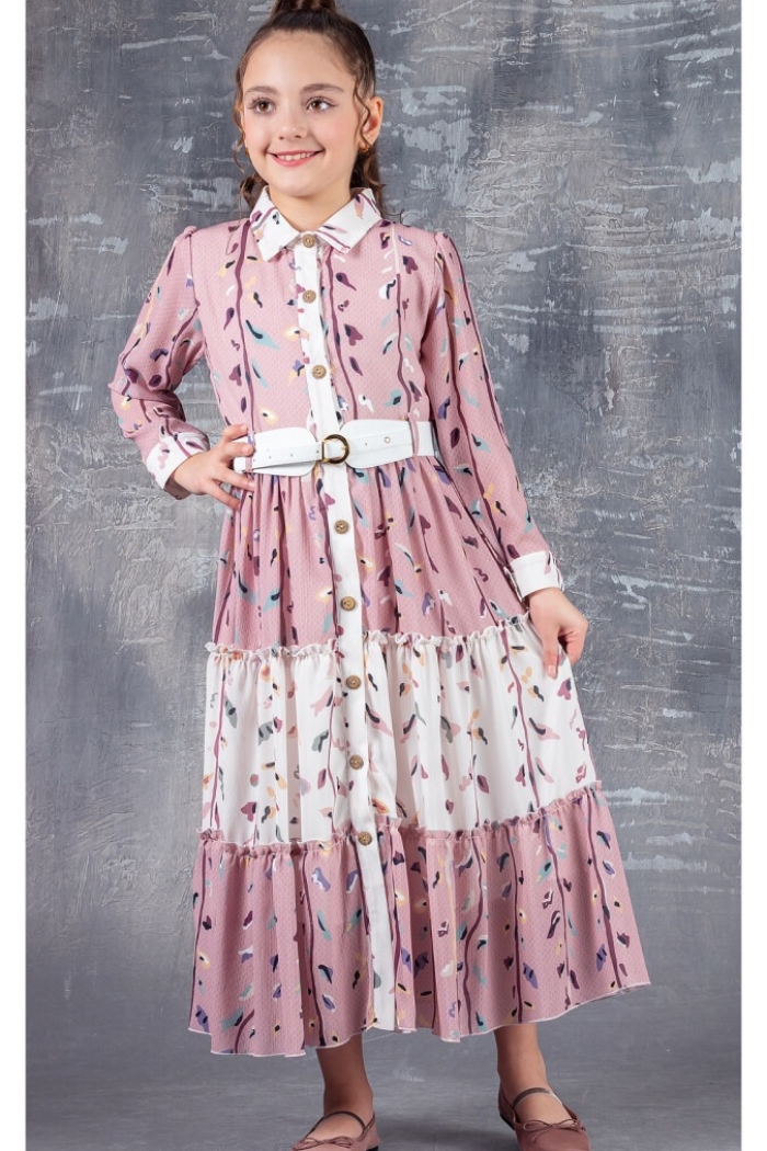 Wholesale 2-Piece Girls Dress Set with Belt 9-12Y - Producer: Tivido - Wholesale Kids & Baby Clothes From Turkey - TheBS Kids