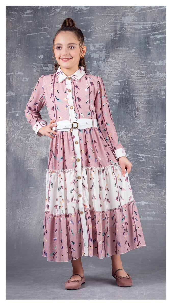 Wholesale 2-Piece Girls Dress Set with Belt 9-12Y - Producer: Tivido - Wholesale Kids & Baby Clothes From Turkey - TheBS Kids