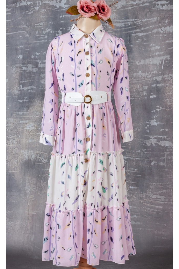 Wholesale 2-Piece Girls Dress Set with Belt 9-12Y - Producer: Tivido - Wholesale Kids & Baby Clothes From Turkey - TheBS Kids
