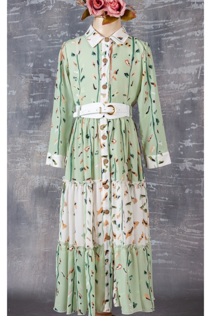 Wholesale 2-Piece Girls Dress Set with Belt 9-12Y - Producer: Tivido - Wholesale Kids & Baby Clothes From Turkey - TheBS Kids